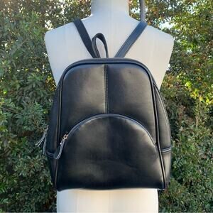 L. Credi Black Leather Backpack Purse